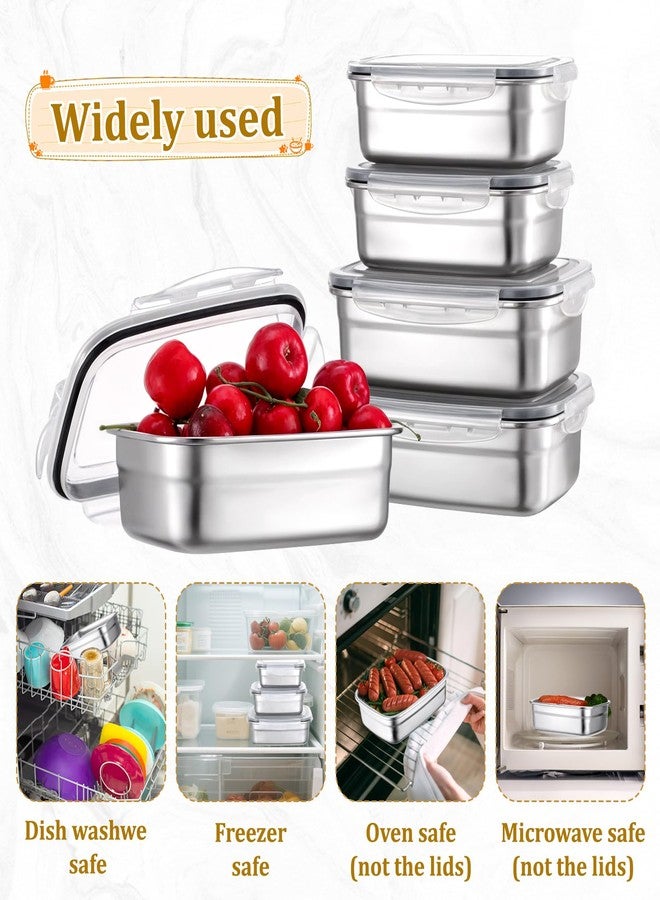 Bruislard 10 Pcs 304 Stainless Steel Food Storage Containers with Proof & Airtight Lids, Reusable Meal Prep Containers, Lunch Boxes, Kimchi, ContainersOven/Dishwsher/Freezer Safe - Image 5